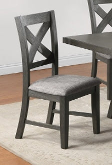 Crown Mark Furniture Rufus Side Chair in Dark Gray (Set of 2)