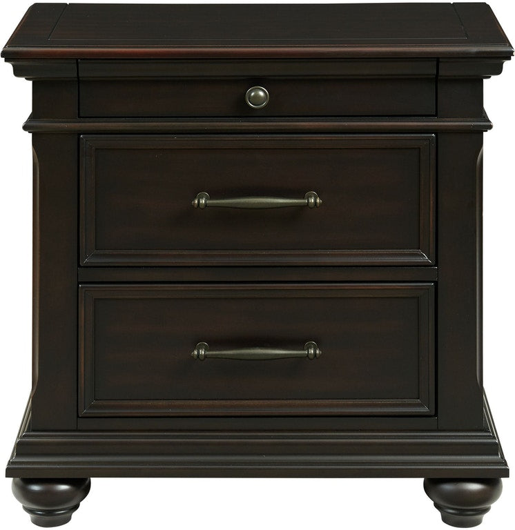 Elements International Slater 3 Drawer Nightstand with USB Port in Black