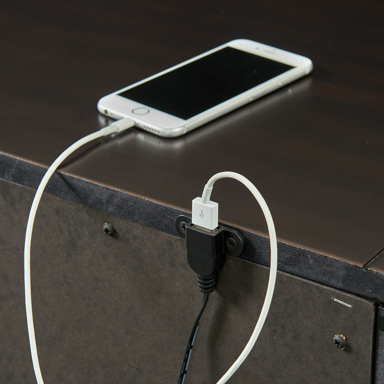 Elements International Slater 3 Drawer Nightstand with USB Port in Black