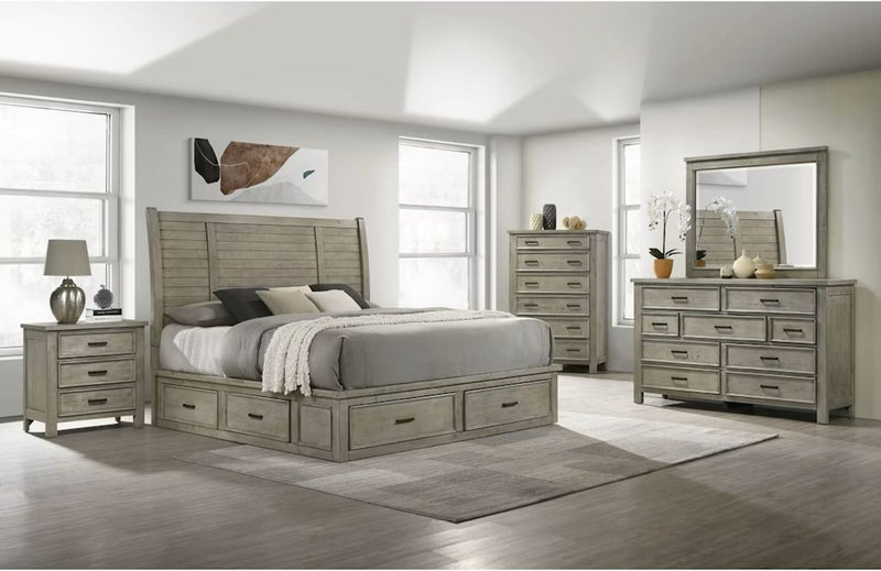 Elements International Sullivan King Storage Bed in Drift Grey