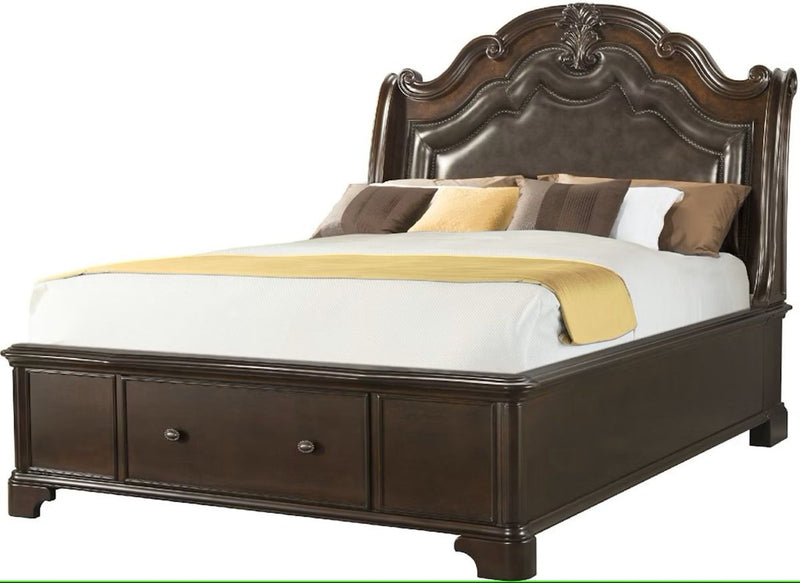 Elements International Tabasco Queen Storage Bed in NC Cherry Lacquer